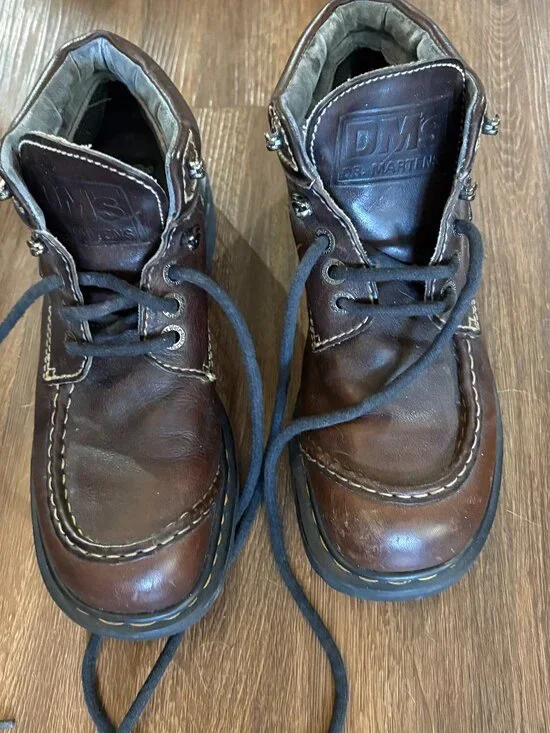 Dr. Martens 90s Brown Boots 9275 England Sz US 8 Y2K combat Ankle EUC