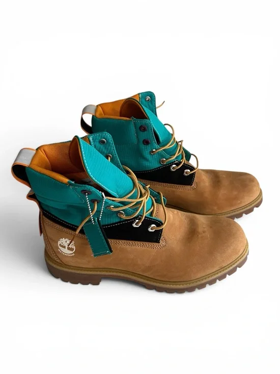 Timberland Tread-light Waterproof Men’s Brown and Teal Lace-Up Work Boots NWOT