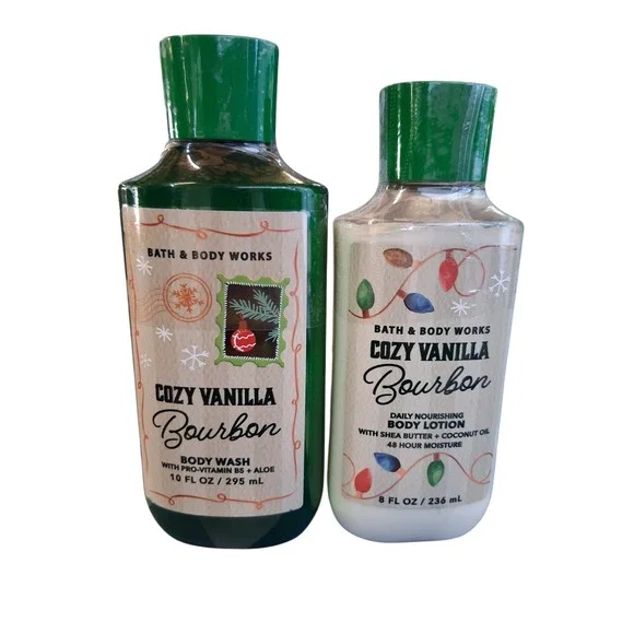 Bath‎ & Body Works Womens Cozy Vanilla Bourbon Seasonal Holiday Fall 2pcs Bundle