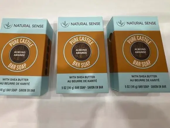 Natural Sense Pure Castile Bar Soap Almond with Shea Butter, 3-Pack