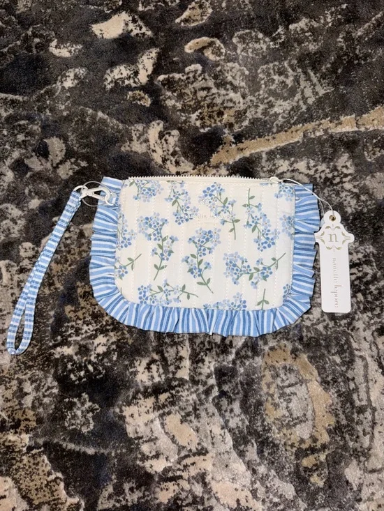 Blue Floral Wristlet Clutch by Nannette Lepore