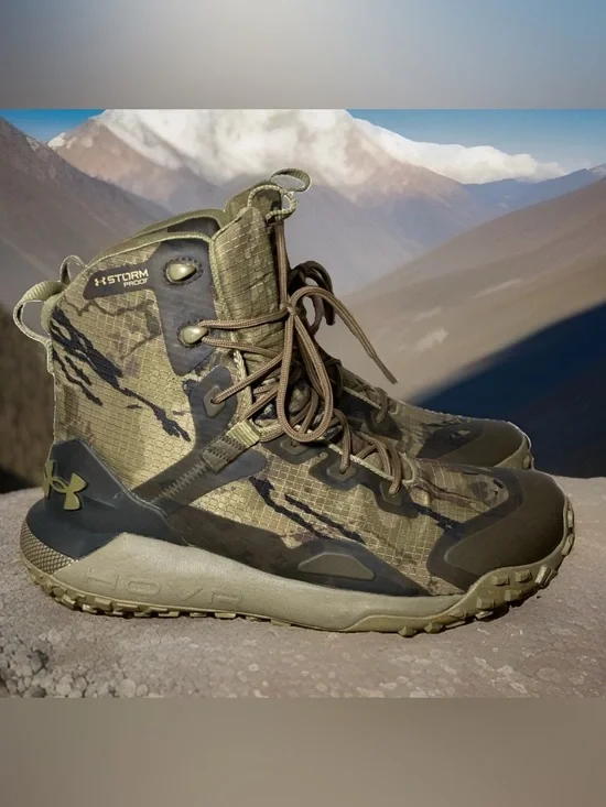 Under Armour Men’s Size 8 Tactical HOVR Waterproof Outdoor Storm Proof CAMO Boot
