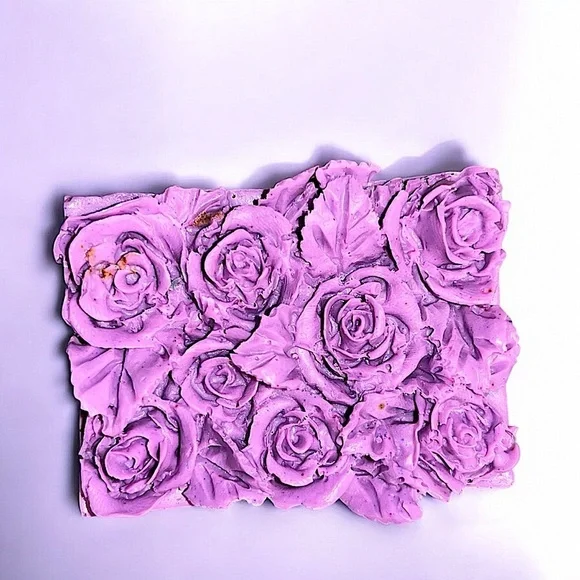 Lavender 3D roses handmade soap 2x3 inch 4oz donkey milk base with coconut oil