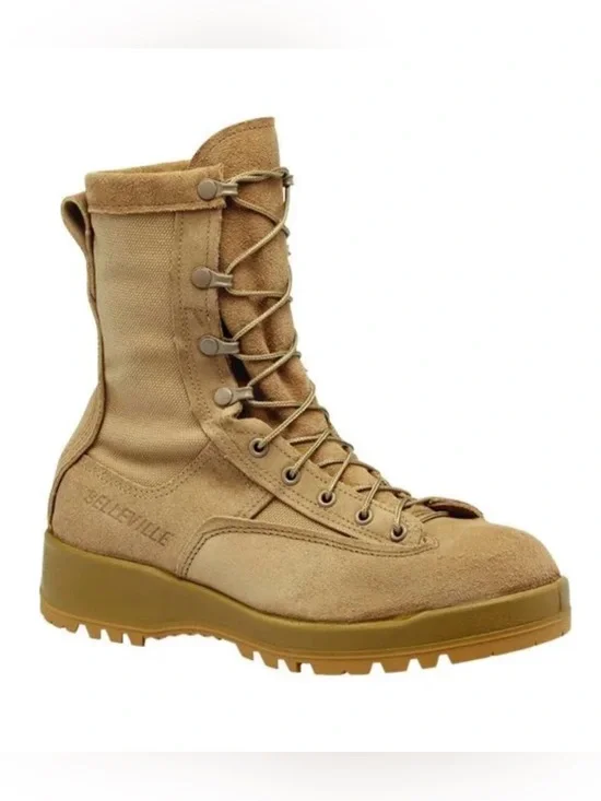 Belleville Mens Waterproof Flight & Combat Boot, Tan, 6.5 regular