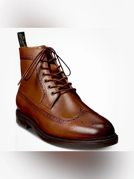 Polo Ralph Lauren Men's Asher Leather Wingtip Dress Boots Brown US 7 $ 228