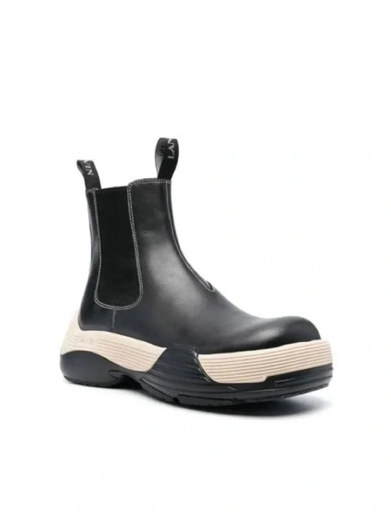 LANVIN Flash-X Bold Pull On Chelsea Boots, Black Size 44 New in Box + DustBag
