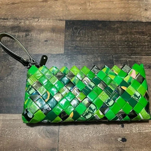Nahui Ollin Green Wrapper Wristlet