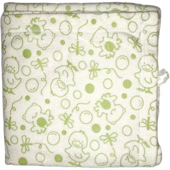 Kidsline White Green Frog Baby Blanket Duck Bubble Soft Dragonfly Lovey EUC