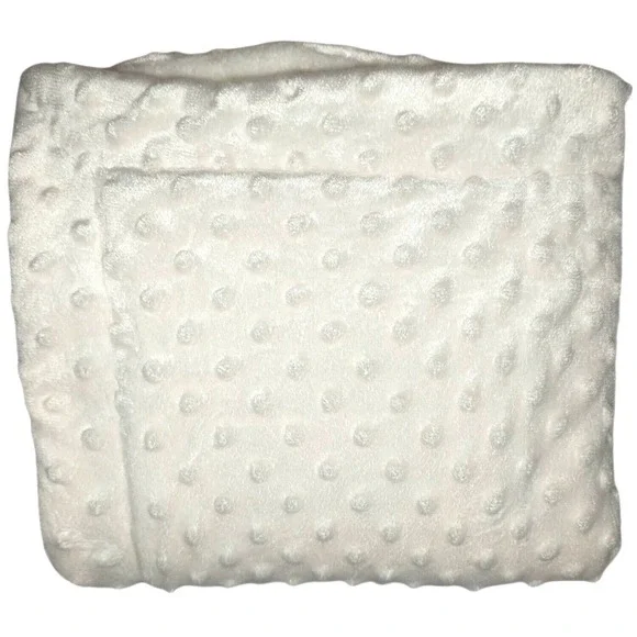 SL Home Fashions Solid Beige Blanket Raised Minky Dots White Soft Baby RN 119741