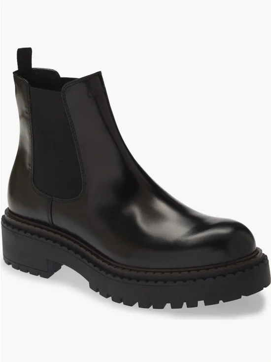 Prada Men’s Black Leather Double Chocolate Chelsea Boots New US 12 $1490