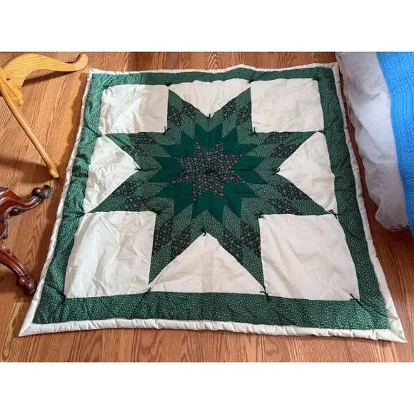 Vintage Lone Star Small Quilt Lap Throw Wall Hanging Hand Quilted