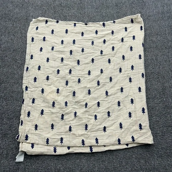 Cloud Island Woodland Trees Muslin Swaddle Baby Blanket Beige Blue