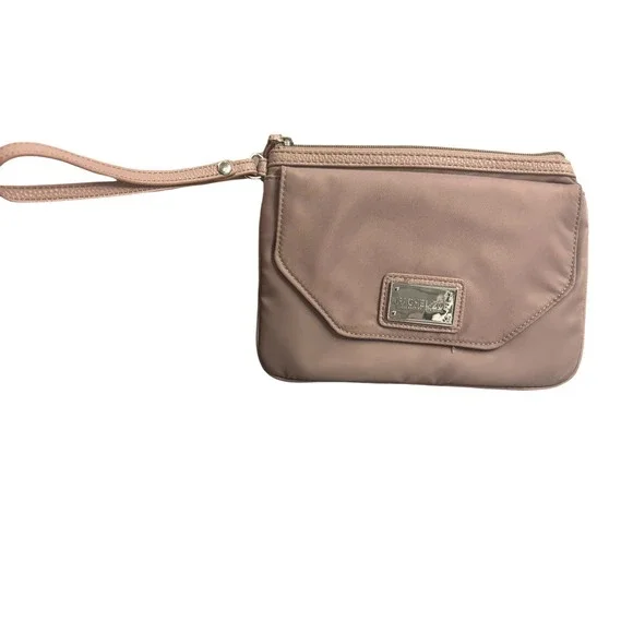 Rachel Zoe‎ Mauve Nylon Wristlet Clutch Bag with Card Slots and Front Pocket
