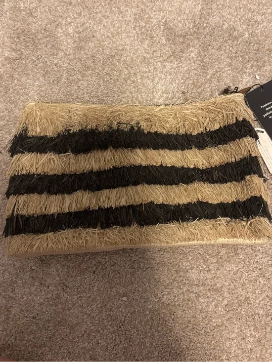 Reformation x Kayu Pinata Oversized Fringe Straw Clutch NWT