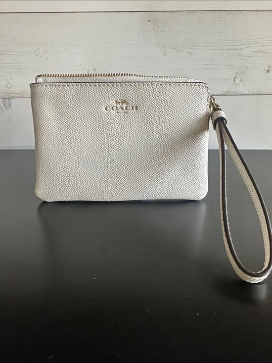 Coach Metallic Light Pearl Wristlet Pouch