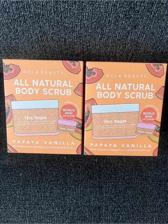 Papaya Vanilla All Natural Body Scrubs w/ lip scrubs - set of 2!