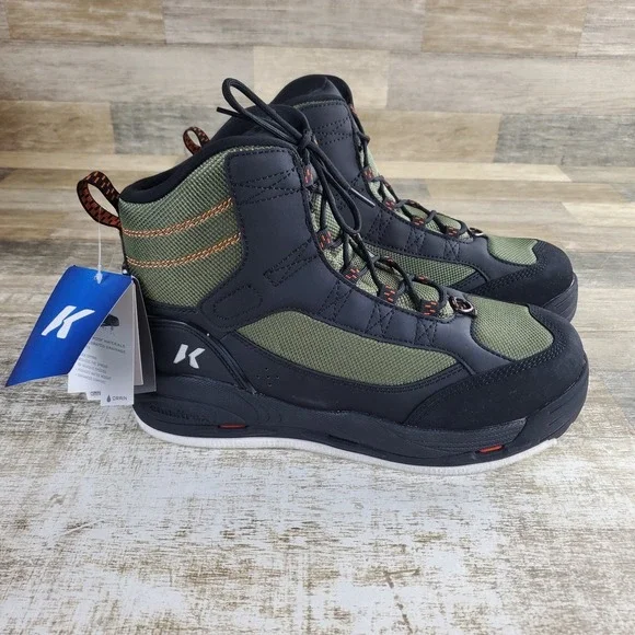 Korkers Greenback Mens Wading Boot Sz 13 Black Felt and Kling-On Sole Lace‎ Up