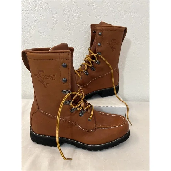 Mens Fin Feather Boots Size 6 D Med Brown Leather 989 9