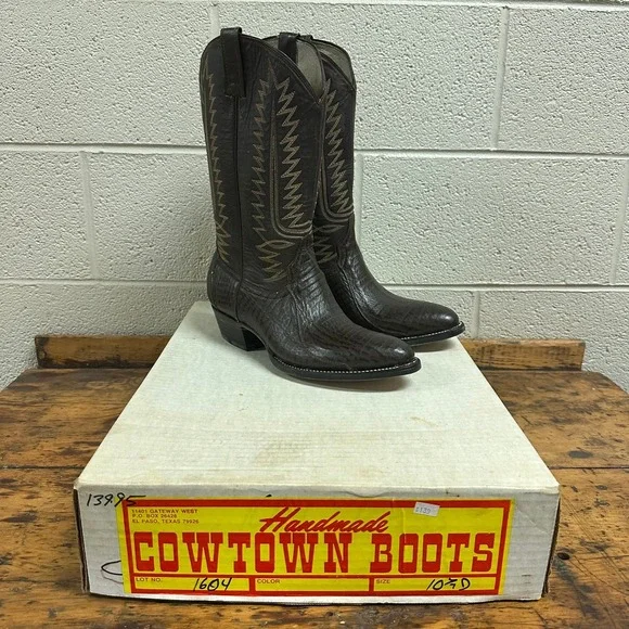 New Cowtown‎ Boots Handmade Western Boots Mens Size 10.5D Brown Leather