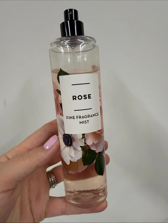 Bath & Body Works Rose Fine Fragrance Mist — Pink & Green Floral Bottle