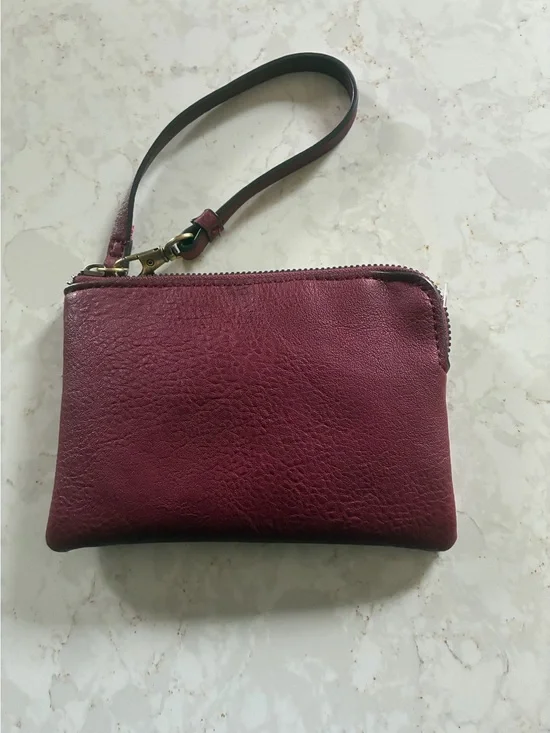 Joy Susan Vegan Leather Wristlet Pouch - Burgundy