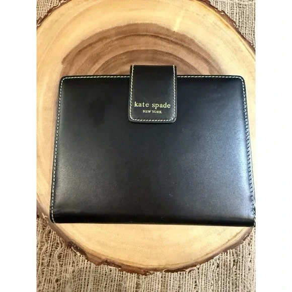 Vintage Kate Spade Wellesley Personal Black Leather‎ Organizer New