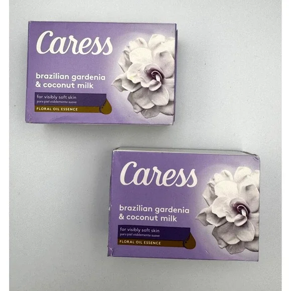 Lot of 2 Caress Brazilian Gardenia & Coconut Milk Beauty Bar Soap Discontinued