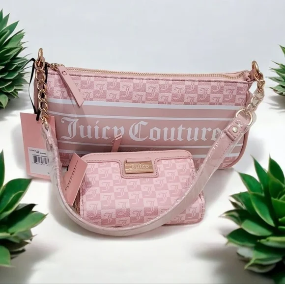 💕▪️Juicy Couture▪️Pink diamond fashionista shoulder bag + Wallet Bundle Set