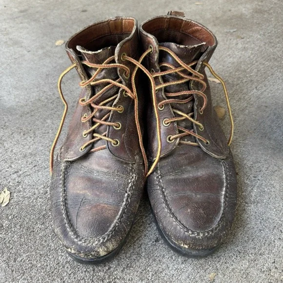 Vintage LL Bean Maine Guide Shoes Leather Moc Toe Made in USA - Size 10 E