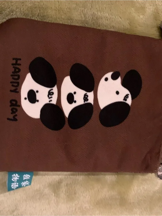 Happy Day Brown Cartoon Panda Tote Bag