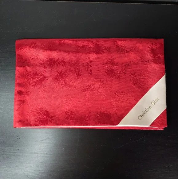 Vintage Christian Dior Silky Red Floral Pouch‎