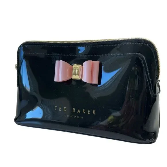 Ted‎ Baker Black and Pink Bow Make Up Bag