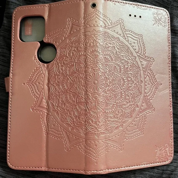 NEW Asuwish Rose Gold Wallet Phone Case TCL REVVL 5G Mandala Henna Paisley