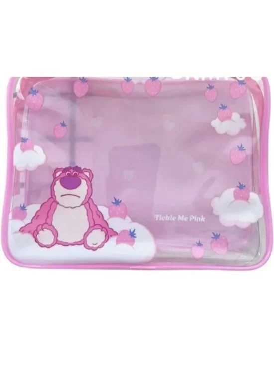 Disney Toy Story Lotso Tickle Me Pink Bear Clear Makeup Bag Pouch NWT