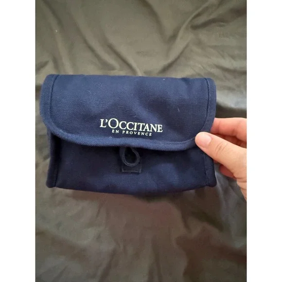 L'Occitane en Provence Navy Blue Canvas Toiletry Bag Travel Makeup Pouch