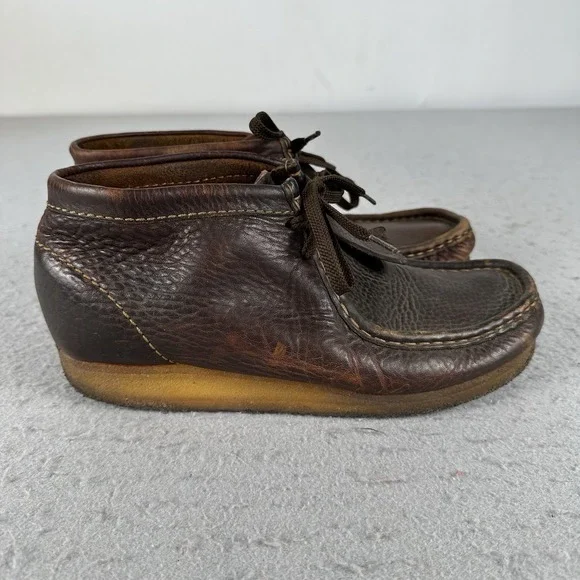 Clarks Originals Wallabee Boot Brown Leather Crepe Sole Mid‎ Cut Chukka US 8