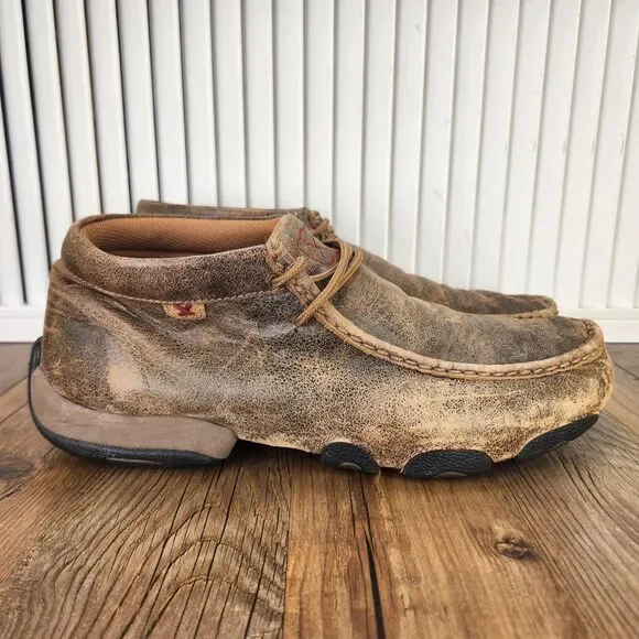 Twisted X The Original Chukka Driving Moc Mens Sz 9M Brown Leather Shoes MDM0003