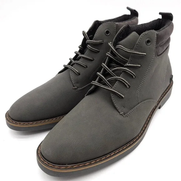 River Island (Mens Size US 8 EU 41) Chukka Ankle Lace Up Gray‎ Biker Dress Boots