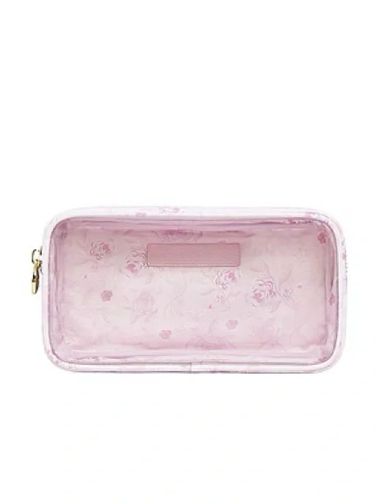 LoveShackFancy x Stoney Clover Climbing Roses Pink Floral Clear Cosmetic Pouch
