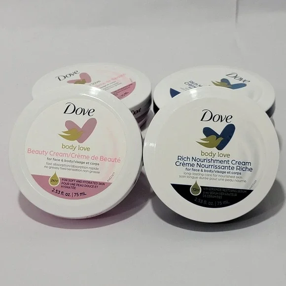 Dove‎ Body Love Cream Set 6 Tins Beauty Cream & Rich Nourishment 2.53oz Each