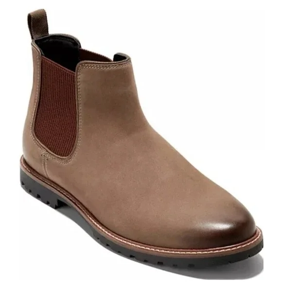 Cole Haan Mens Midland Lug Chelsea Boot Ch Truffle Nubuck Brown Leather Size 11