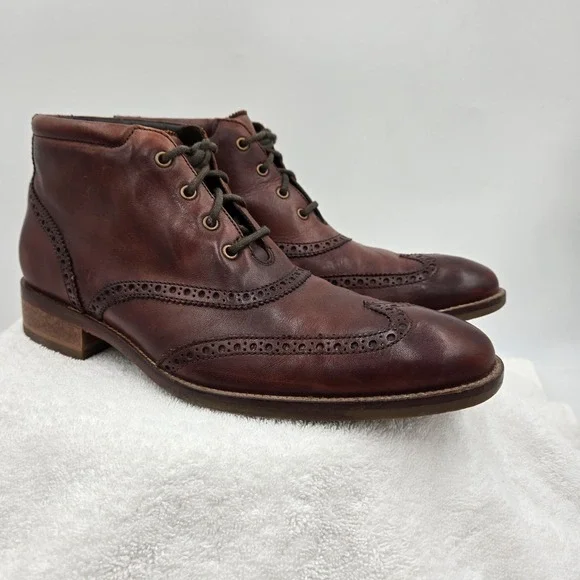 Cole Haan Mens Size 9.5 Ankle Boots Liam Chukka Wingtip Leather Brown C11053
