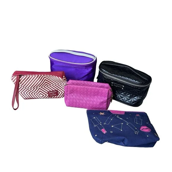 Lot of 5 Cosmetic Makeup Bags Travel Toiletry Pouches Joan & David Estée Lauder