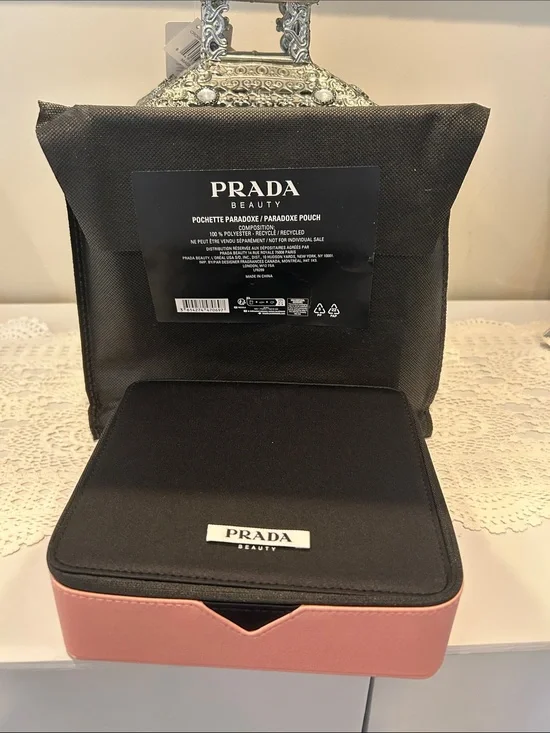 Prada Black and Pink Cosmetic Pouch