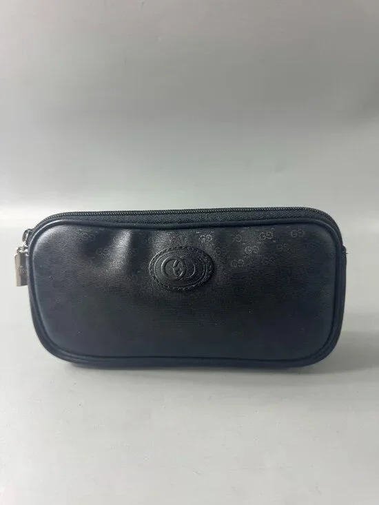 Vintage Gucci Micro GG Black Coated Canvas Pouch