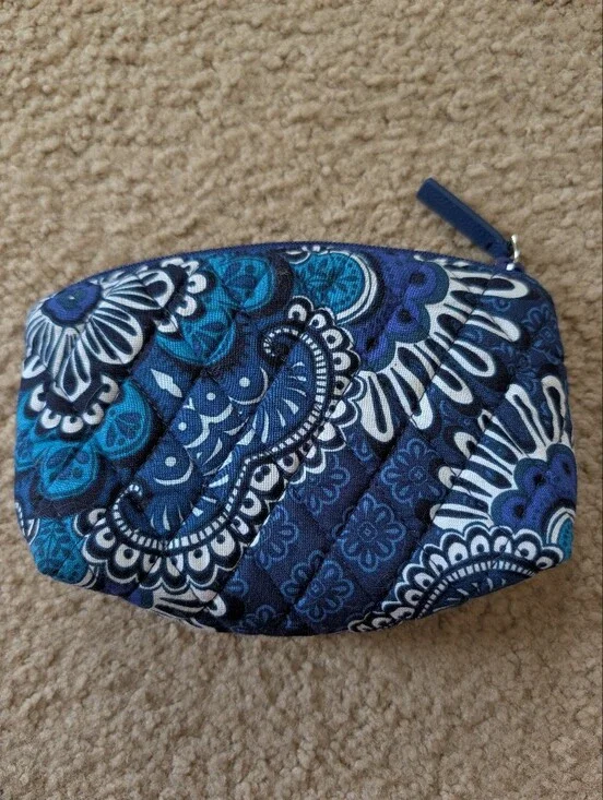 Vera Bradley Quilted Mirror Cosmetic Bag in Blue Tapestry