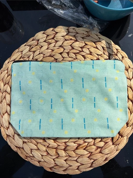 Mint green Tennis Racket Print Cosmetic Bag