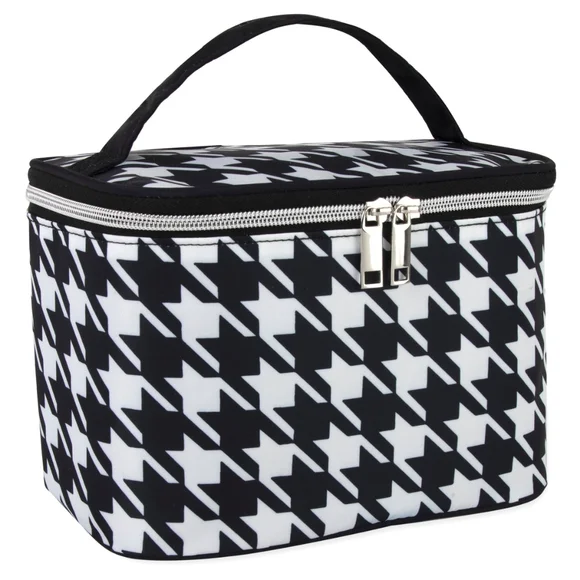 Large Black and White Houndstooth Cosmetic Case NWT