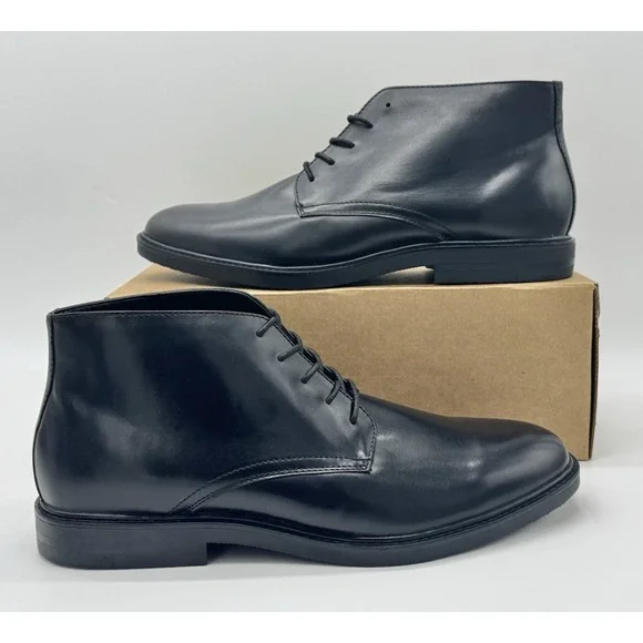 Kenneth Cole Reaction Black Leather Chukka Boots Men's Size 12‎ Lace Up