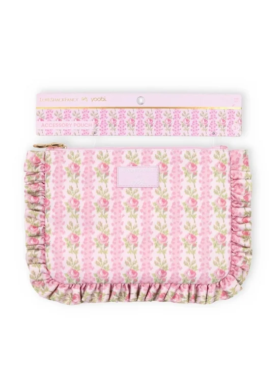 NWT LoveShackFancy Yoobi Target Blooming Heirloom Pink Floral Ruffle Pouch